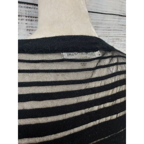 August Silk Sweater Woman Small Black Goth Office Pullover Mesh Strips - Picture 6 of 9